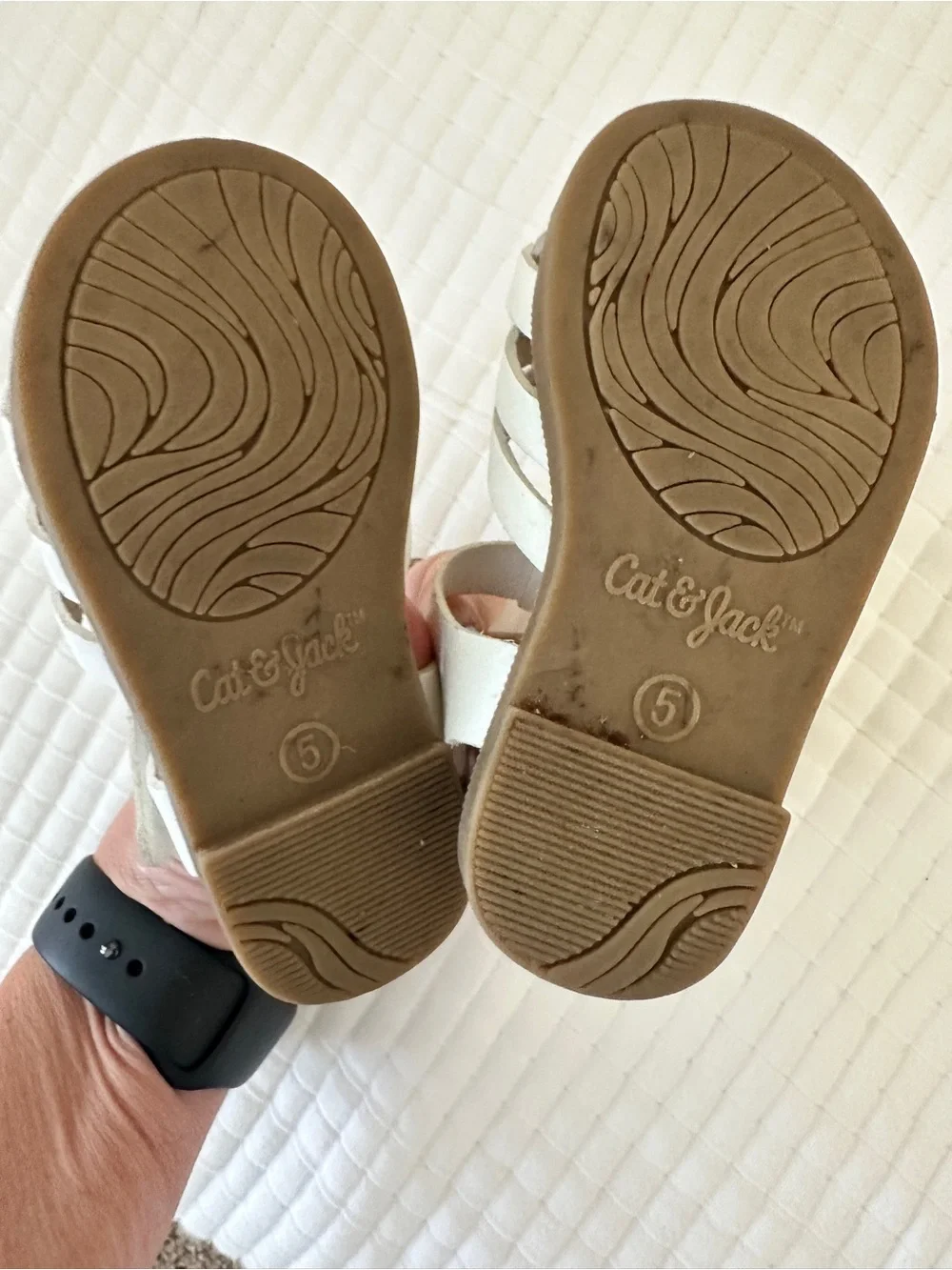 Cat & Jack White Woven T-Strap Kids Sandals